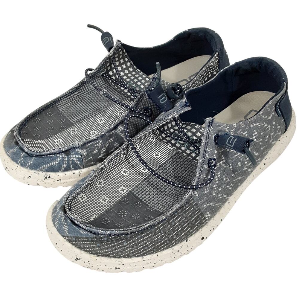 Hey Dude Wendy Slip On Shoes Patchwork Fabric Sneakers Boat Shoes Womens 6